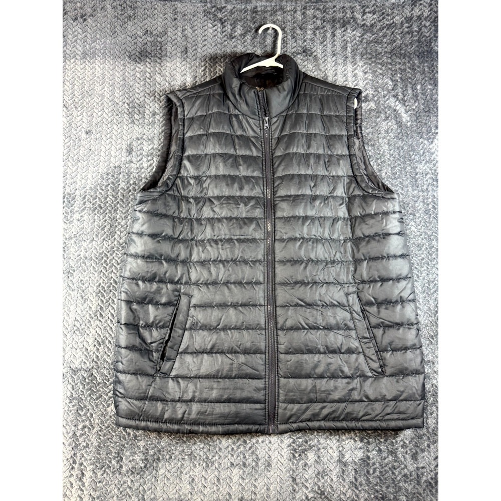 Jackson Hole Outerwear Puffer Vest Mens XL Black Quilted Mock Neck Full Zip